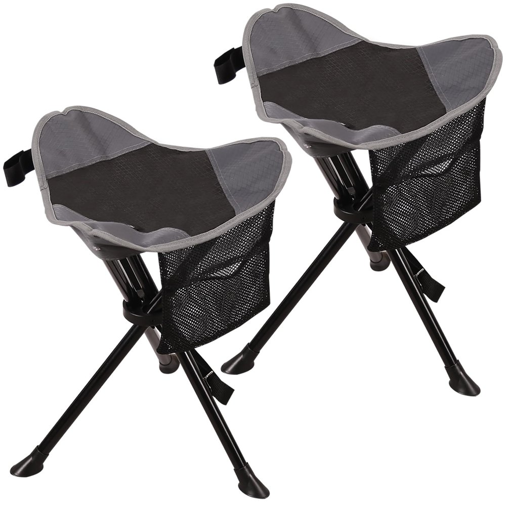 REDCAMP 2 Pack Folding Tripod Stools for Adults, Lightweight Portable Camping Stools for Fishing Hunting Backpacking Traveling, Black