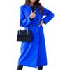 Maiyifu-GJ Wool Blend Coat for Women Notched Collar Double Breasted Trench Coat Fall Winter Elegant Long Jacket Outerwear (Blue,Small) view 1