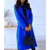 Maiyifu-GJ Wool Blend Coat for Women Notched Collar Double Breasted Trench Coat Fall Winter Elegant Long Jacket Outerwear (Blue,Small) view 3