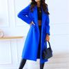 Maiyifu-GJ Wool Blend Coat for Women Notched Collar Double Breasted Trench Coat Fall Winter Elegant Long Jacket Outerwear (Blue,Small) view 4