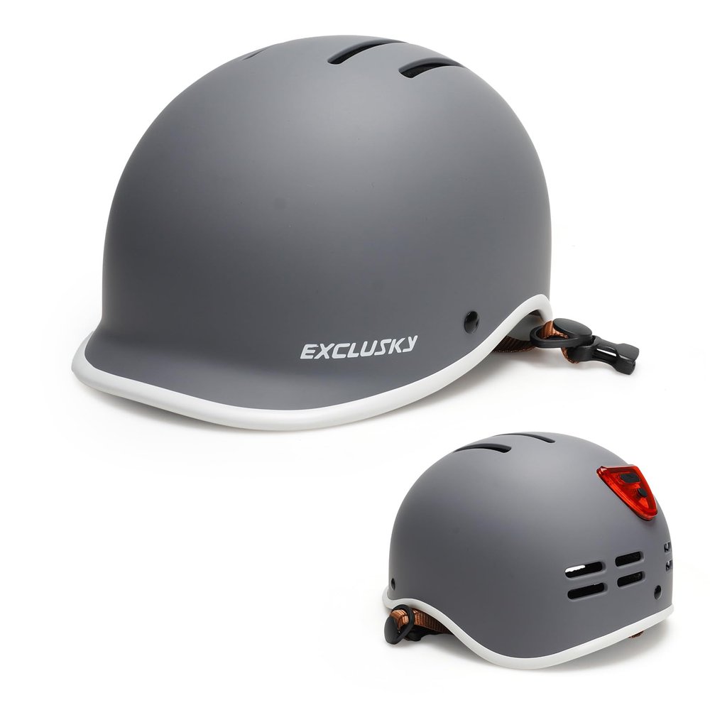 Exclusky Bike Helmet for Adults,Adjustable Cycling Helmet for Men & Women Safety Certified Bicycle Helmet for Commuting, Road Biking, Skating with USB Rechargeable Rear Light