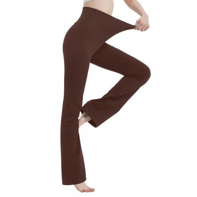 MC&LO Cotton Spandex High Rise Bootcut Flare Yoga Pants Legging(Regular Size/Plus Size) S-4XL (34" Inseam) Brown