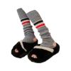 aoozleny Women Cashmere Leg Warmer with Three Stripe, Women's Long Sleeve Warm Calf Socks (Gray) view 1