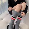 aoozleny Women Cashmere Leg Warmer with Three Stripe, Women's Long Sleeve Warm Calf Socks (Gray) view 4