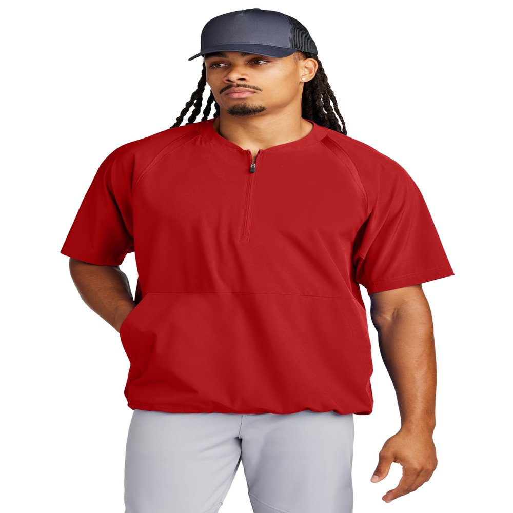 SPORT-TEK Unisex Repeat Half Zip Short Sleeve Jacket | Lightweight Half Zip Jacket for Men & Women Deep Red