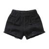 Kids Denim Shorts with Pocket Girls Solid Color High Waist Elastic Ripped Jeans Summer Casual Shorts (Black, 5-6 Years) view 1