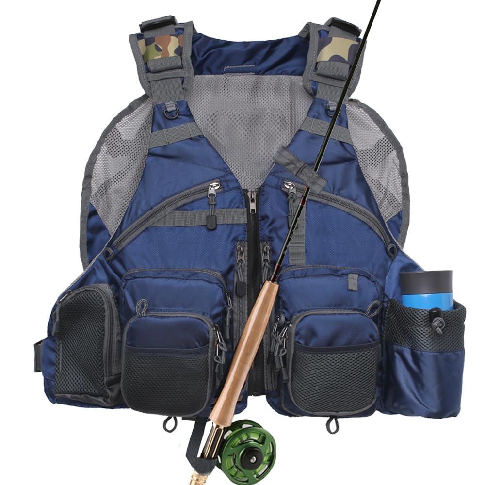 Kylebooker Fly Fishing Vest Pack Adjustable for Men and Women(Blue)