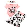 Slanavel Baby Girl First Birthday Outfit 1st Birthday Girl Clothes Holy Cow Im One Girl Outfit (Pink-Short,6-12 Months) view 1