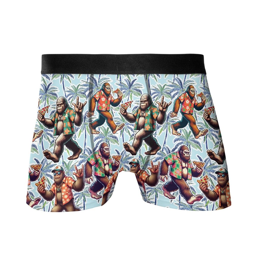 HANZSPROUT Pizza Boxers for Men - Bigfoot Sasquatch Mens Underwear Boxer Briefs Underwear 4 Size XL