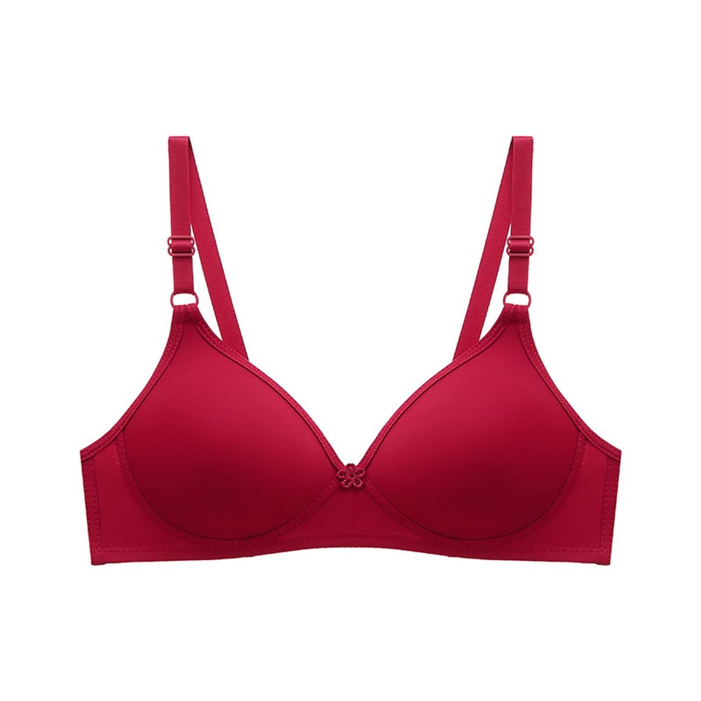 amaon Outlet Supportive Bras for Women Full Coverage No Underwire Comfortable Minimizer Bra Seamless Non Padded Wireless Push Up Bra Red