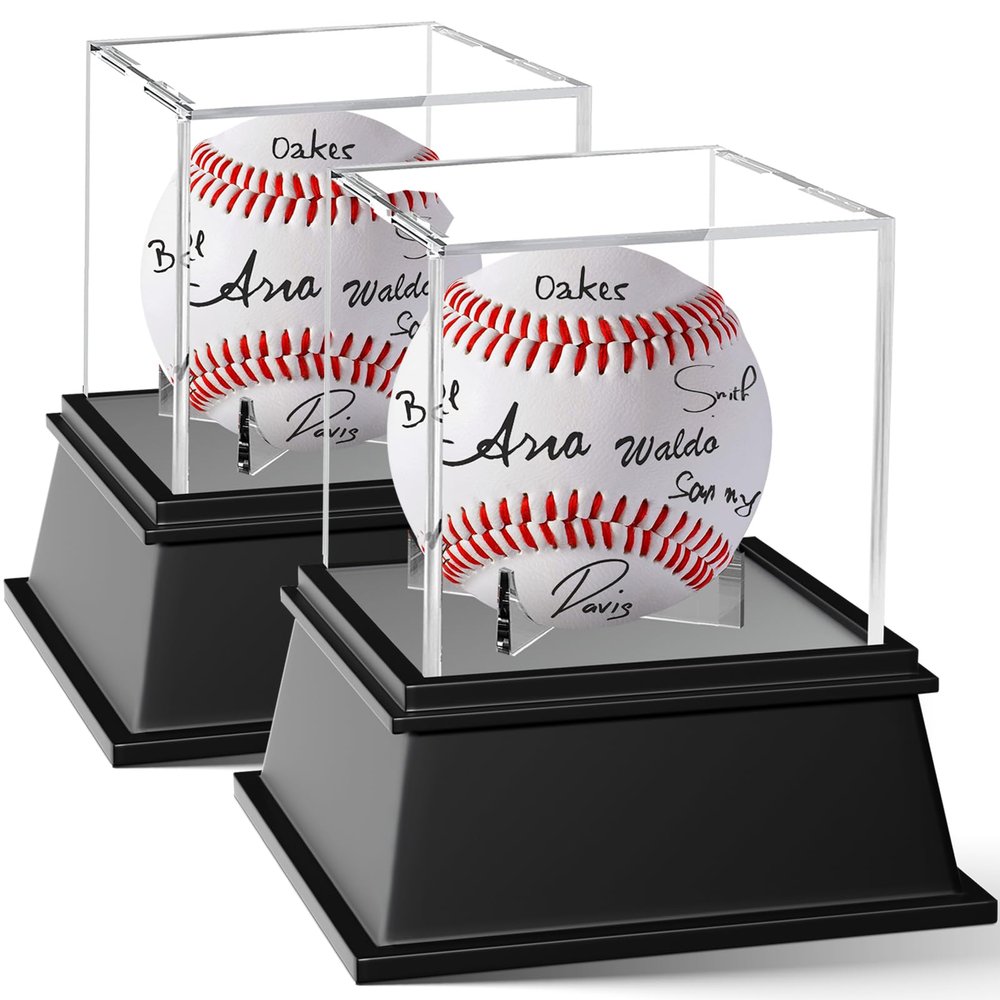 2 Packs Baseball Display Case, Leffis Baseball Holder Display Case, Acrylic UV Protected Baseball Case for Display, Baseball Display Case for Autographed Baseball