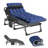 Barbella Folding Camping Cots Patio Lounge Chair with Mattress, 4 Position Adjustable Folding Sleeping Bed Patio Chaise Lounge Chairs for Sunbathing, Camping, Pool, Beach, Patio, Onesize