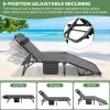 Barbella Folding Camping Cots Patio Lounge Chair with Mattress, 4 Position Adjustable Folding Sleeping Bed Patio Chaise Lounge Chairs for Sunbathing, Camping, Pool, Beach, Patio, Onesize view 3