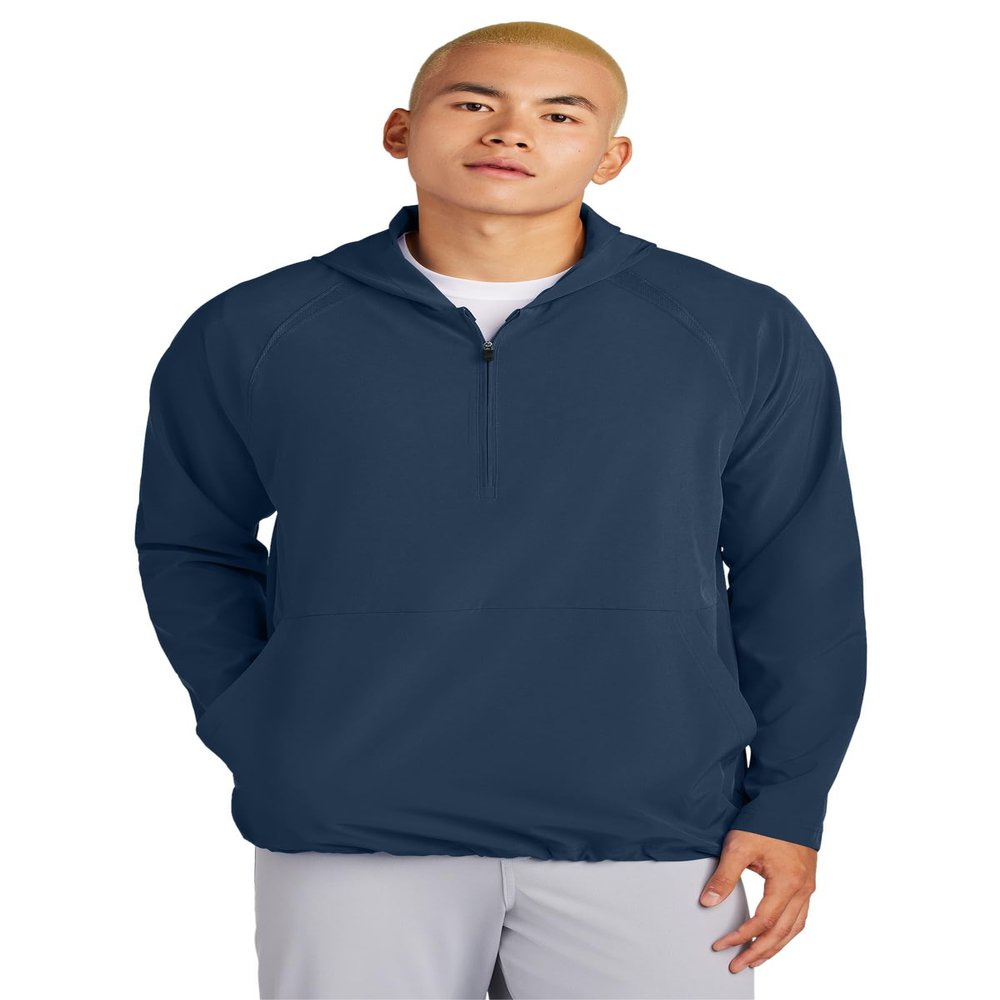 SPORT-TEK Unisex Repeat Half Zip Long Sleeve Hooded Jacket | Lightweight Half Zip Hoodie for Men & Women True Navy