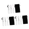 Kisangel 3sets Stainless Steel Camping Cutlery Storage Bag Convenient Outdoor Utensils for Hiking Picnics Barbecues and to Clean and Portable Tableware view 1