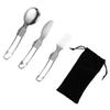 Kisangel 3sets Stainless Steel Camping Cutlery Storage Bag Convenient Outdoor Utensils for Hiking Picnics Barbecues and to Clean and Portable Tableware view 2