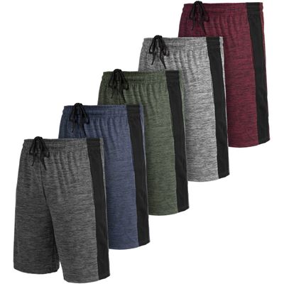 [5 Pack] Mens Dry-Fit Active Athletic Shorts Basketball Running Workout Training Gym