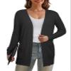REDHOTYPE Women's Cardigan Sweater Open Front Long Sleeve Sweaters Lightweight Cardigans with Pockets,Black,Small view 2