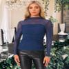 Allegra K Mesh Top Women Sheer Long Sleeve Mock Neck Slim Fit Shirts Trendy Fall Outfit Ruched Going Out Tops X-Small Dark Blue view 3