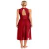 Linjinx Women's Lyrical Dance Dress Sparkly Rhinestone Contemporary Modern Dance Costumes Balllet Leotard Burgundy Large view 2
