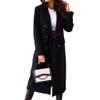 Maiyifu-GJ Wool Blend Coat for Women Notched Collar Double Breasted Trench Coat Fall Winter Elegant Long Jacket Outerwear (Black,Medium) view 1