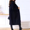 Maiyifu-GJ Wool Blend Coat for Women Notched Collar Double Breasted Trench Coat Fall Winter Elegant Long Jacket Outerwear (Black,Medium) view 2