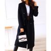 Maiyifu-GJ Wool Blend Coat for Women Notched Collar Double Breasted Trench Coat Fall Winter Elegant Long Jacket Outerwear (Black,Medium) view 3