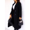 Maiyifu-GJ Wool Blend Coat for Women Notched Collar Double Breasted Trench Coat Fall Winter Elegant Long Jacket Outerwear (Black,Medium) view 4