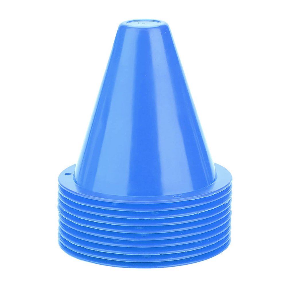 10pcs Soccer Training Cone, Mini Sports Cones Football Training Sports Equipment, Roller Skating Barriers Plastic Marker Holder Accessory for Kids and Adult Sports Speed Agility Training(Blue)