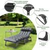Barbella Folding Camping Cots Patio Lounge Chair with Mattress, 4-Position Adjustable, Blue-Velvet view 4