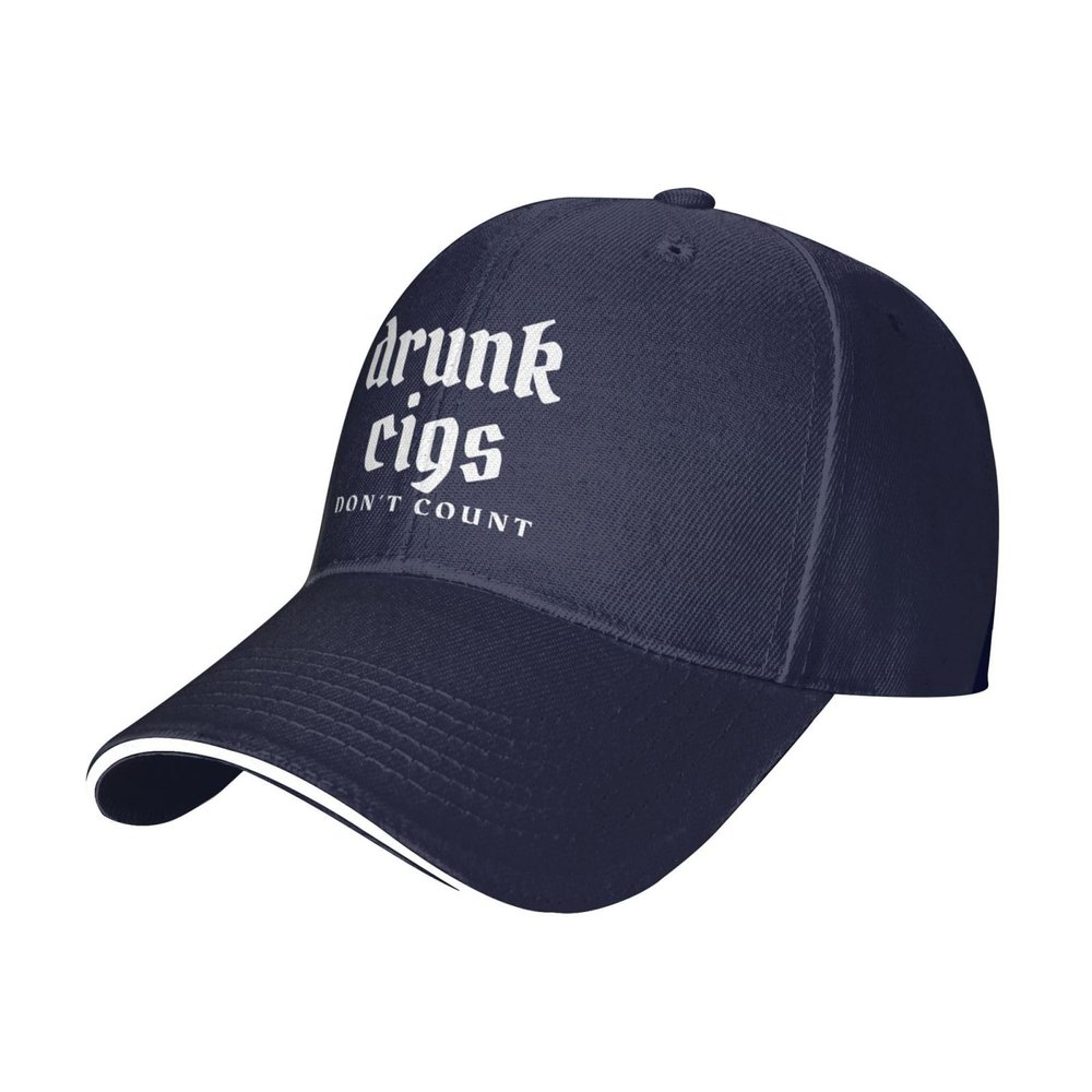 LAZHUNA Drunk Cigs Don't Count Casual Unisex Adjustable Sports Hat Outdoor Truck Driver Baseball Cap Navy Blue