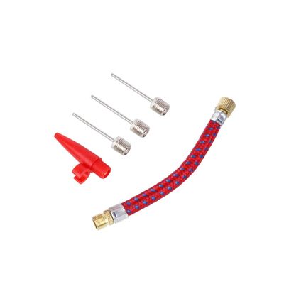 Presta Valve Adapter Hose Pipe Connector 5 in 1 Needle Valve Hose Tire Extension Hose Air Needles Ball Needles Basketball Needle for Inflating 1Set