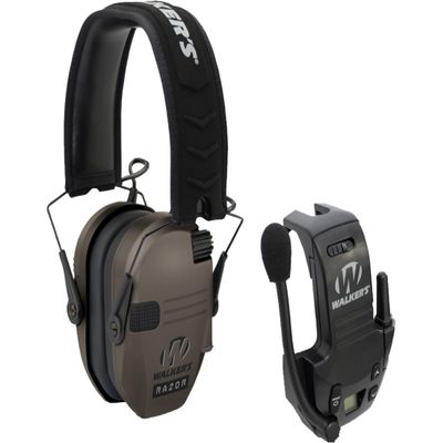 Walker's Razor Slim Low Profile Electronic Ear Muffs Flat Dark Earth with Free Walkie Talkie