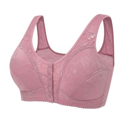 Generic amaon Outlet Women No Underwire Wireless Bras Front Closure Comfortable Push Up Bra Wire Free Non Padded Plus Size Minimizer Bras Pink, 3X-Large