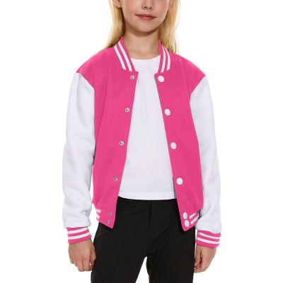 Kids Baseball Jacket School Varsity Uniform Casual Sweatshirt Girls Sweater Jacket Baseball Solid Color