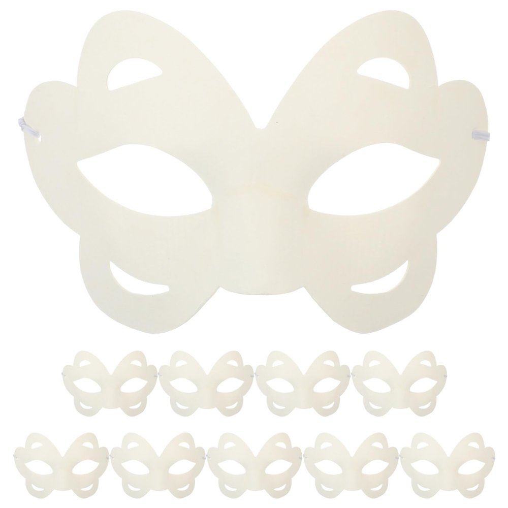 Vaguelly Diy Blank Masks for Adults and Kids Unpainted Half Face Masquerade Masks for Cosplay Party Halloween Craft Decoration 8.66X5.51 Inches 10 Pieces