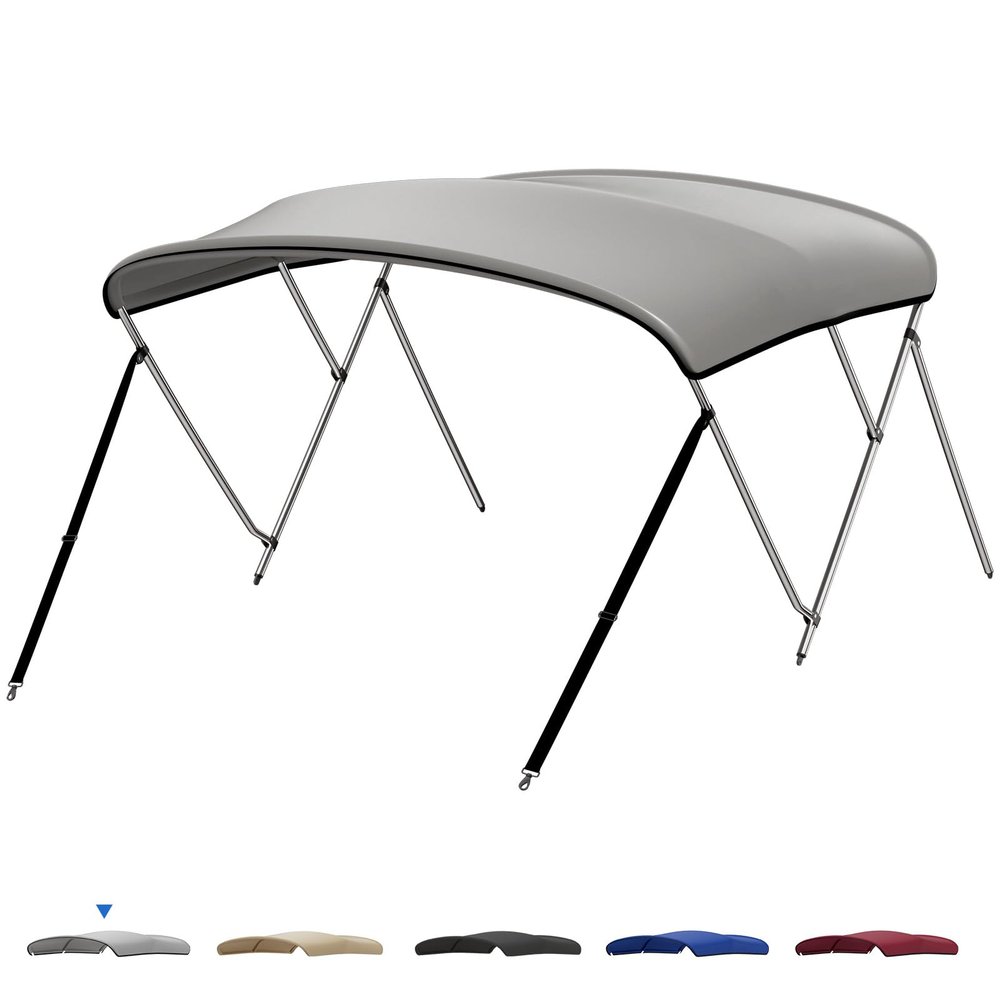 KEMIMOTO Bimini Top for Boat, Bimini Tops Cover 600D Marine Grade Canvas Boat Canopy with 6ft Length 54 in - 96 in Width 46 in Height, Includes Mounting Hardware, Straps Rear Support Poles