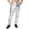 Funny World Silver Pants Men Metallic Pant Shiny Sparkle Pants Disco Outfit, Silver Metallic, 38 view 3