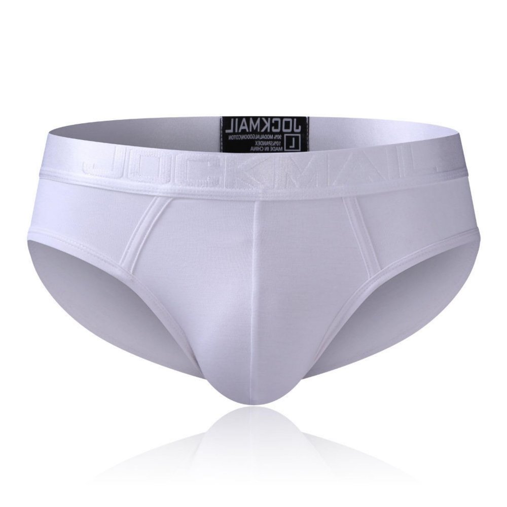 JOCKMAIL Mens Cotton Briefs Comfortable and Breathable Underwear for Men Moisture Wicking Brief (Large,358White)