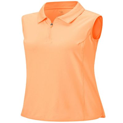 BGOWATU Women's Sleeveless Golf Polo Shirts 1/4 Zip Tennis Tank Tops with Collar UV Protection Dry Fit Orange S