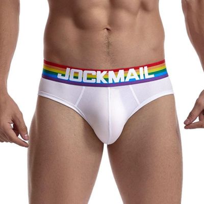 JOCKMAIL Mens Cotton Briefs Comfortable and Breathable Underwear for Men Moisture Wicking Brief (Medium,371White)