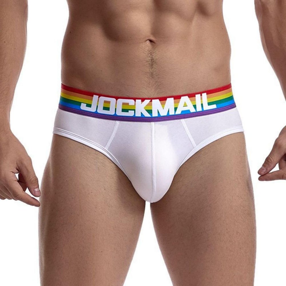 JOCKMAIL Mens Cotton Briefs Comfortable and Breathable Underwear for Men Moisture Wicking Brief (Medium,371White)