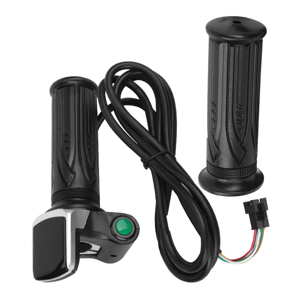 Pissente Electric Bike Throttle Grip with LCD Display & Key Lock, Full Twist Throttle Handle for Electric Bicycle and Scooter, 12V-84V Universal 22.2mm Grip
