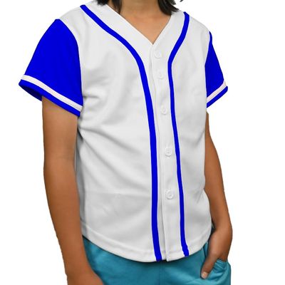 DIGITMON Kids Baseball Jersey Button Down Premium Hip Hop T Shirts Uniform WHITEROYAL 12y Teenagers