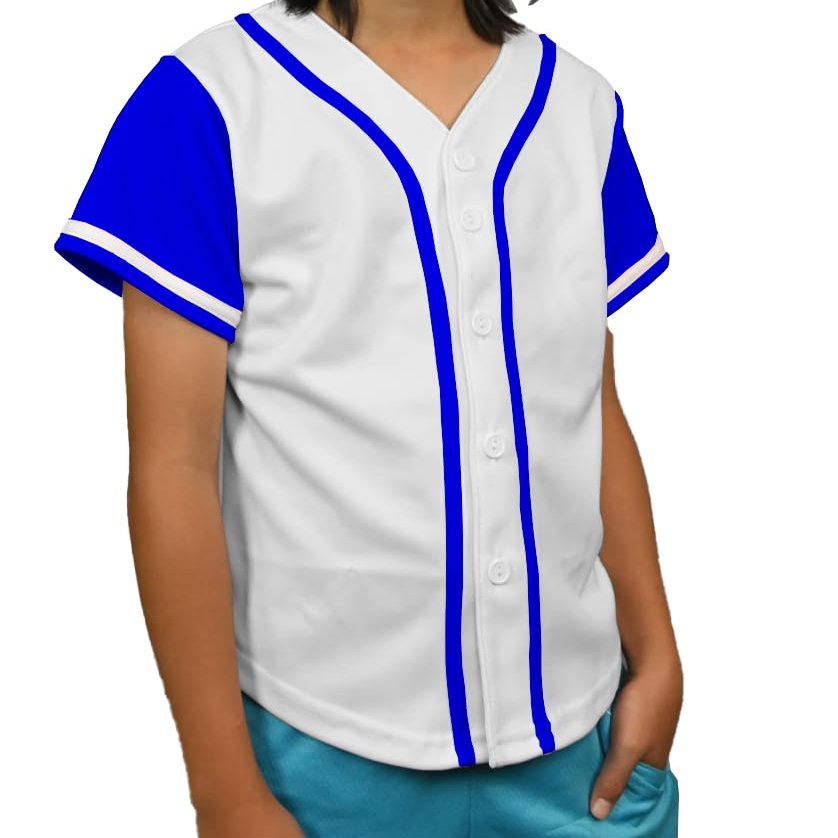 DIGITMON Kids Baseball Jersey Button Down Premium Hip Hop T Shirts Uniform WHITEROYAL 12y Teenagers