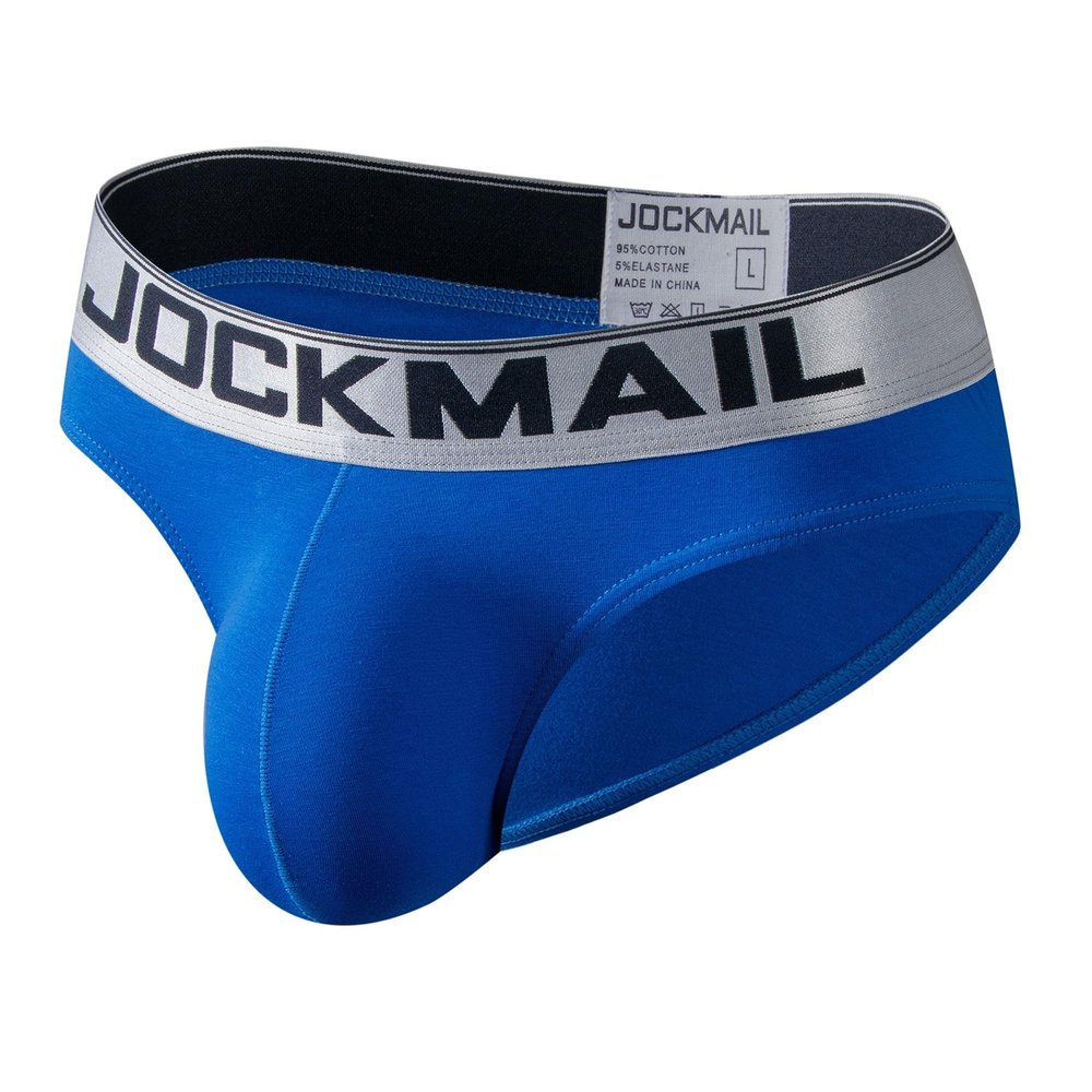 JOCKMAIL Mens Cotton Briefs Comfortable and Breathable Underwear for Men Moisture Wicking Brief (X-Large,342Blue)