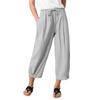 ZOCAVIA Women's Linen Cropped Pants High Waist Drawstring Lantern Tapered Harem Trousers Summer Casual Wide Leg Palazzo Pants with Pockets Grey2 3XL view 1