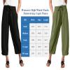 ZOCAVIA Women's Linen Cropped Pants High Waist Drawstring Lantern Tapered Harem Trousers Summer Casual Wide Leg Palazzo Pants with Pockets Grey2 3XL view 4
