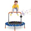 Goplus 36" Mini Trampoline for Kids, Toddler Trampoline with LED Lights, Bluetooth Speaker, Removable Handle, Safe Padded Cover, Indoor Outdoor Small Rebounder Max Load 220 LBS (Blue, Astronaut) view 1