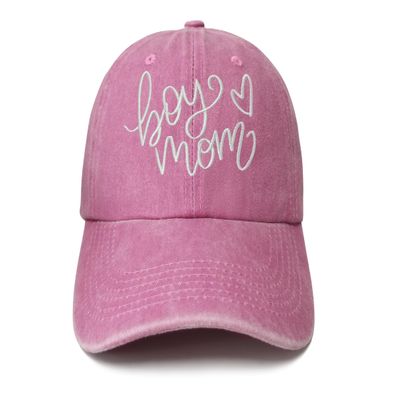 Hepandy Boy's Mom Baseball Cap Embroidery for Women, Gift for Mother Mama, Washed Pink Soft Cotton Adjustable Snapback Hat